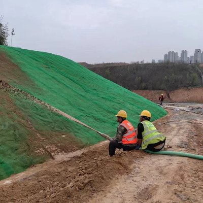 矿山治理修复绿化施工队 山坡绿化工程 挂网喷草籽客土喷播 边坡绿化